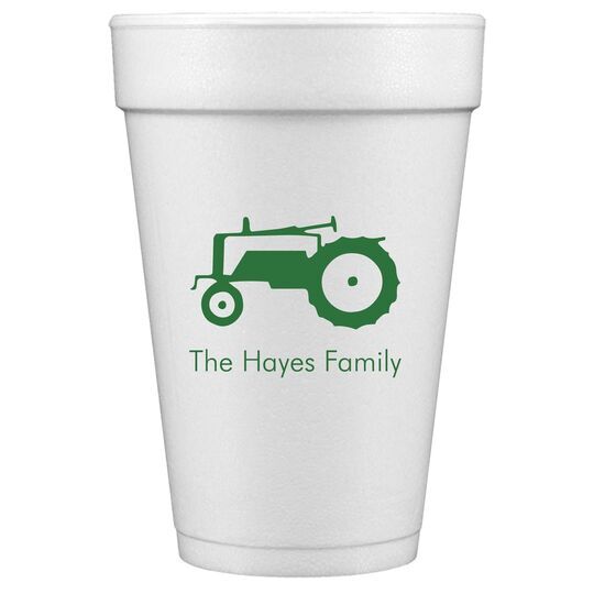 Tractor Styrofoam Cups